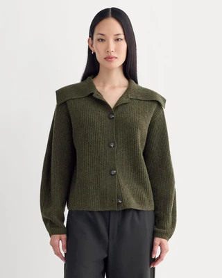 Everlane Fisherman Cardigan in Wool Cashmere Sweater | Heather Beech | XXS | Everlane