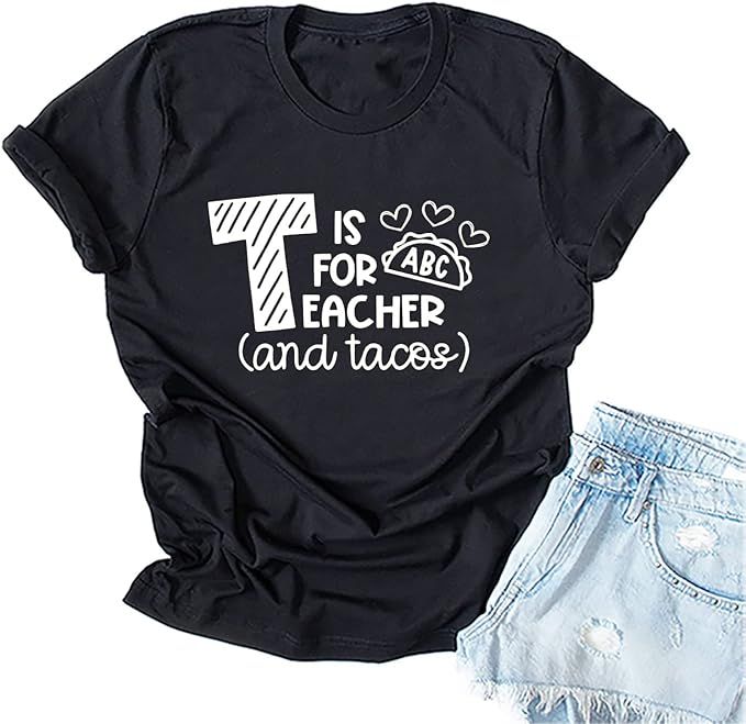 Teach Shirts for Women Funny Saying Graphic T-Shirts Casual Short Sleeves Tees Summer for Teacher | Amazon (US)