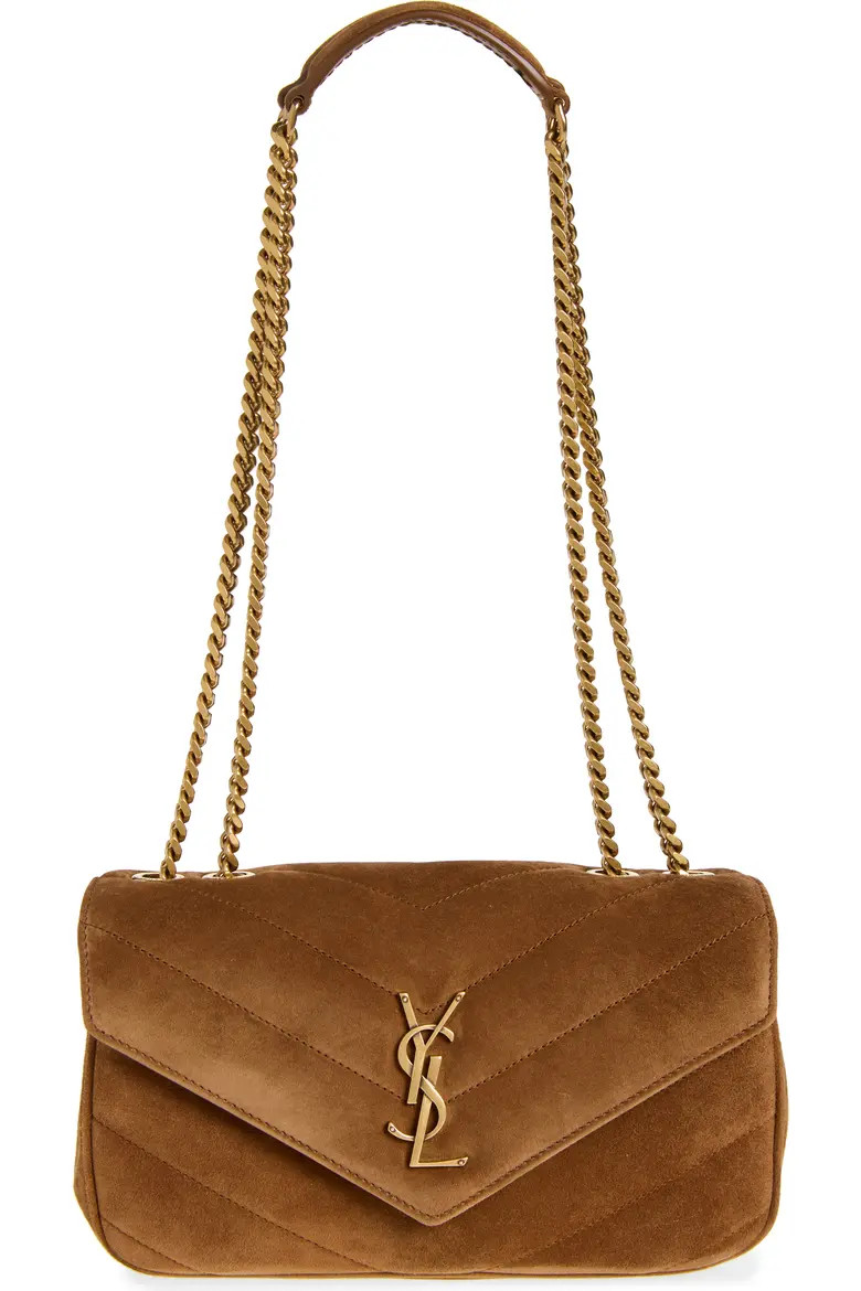 Saint Laurent Small Loulou Suede Chain Shoulder Bag in Caramel Cognac at Nordstrom | Nordstrom