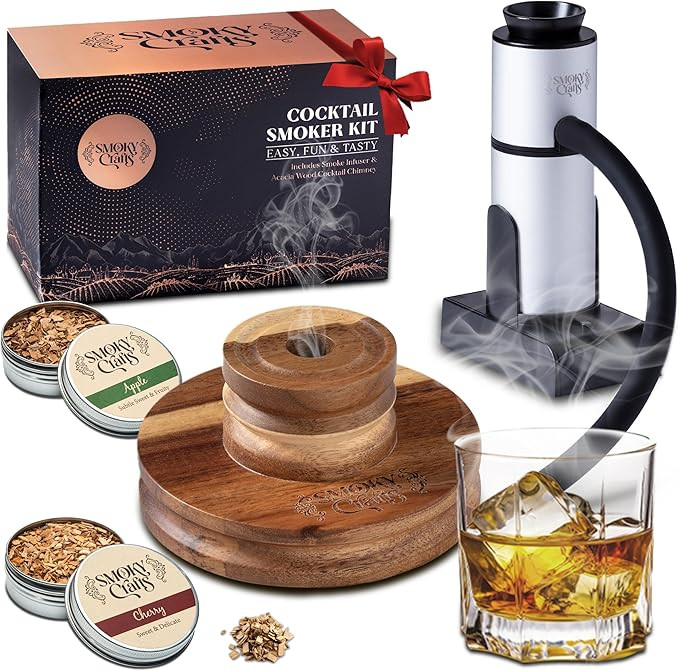 Acacia Whiskey Smoker Kit with Smoking Gun and Wood Chips (Apple & Cherry) - Drink Smoker Kit - C... | Amazon (US)