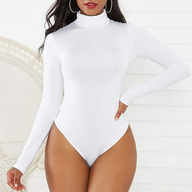 American Trends Women’s Shapewear Bodysuit Black Long Sleeve Turtleneck Bodysuit for Women Shapewear | Amazon (US)