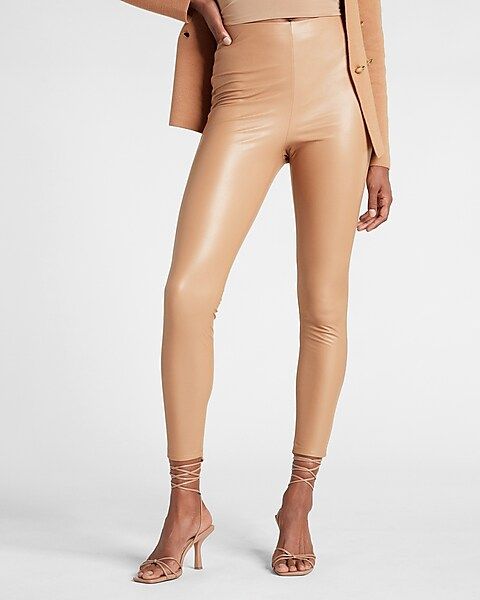 Super High Waisted Faux Leather Leggings | Express