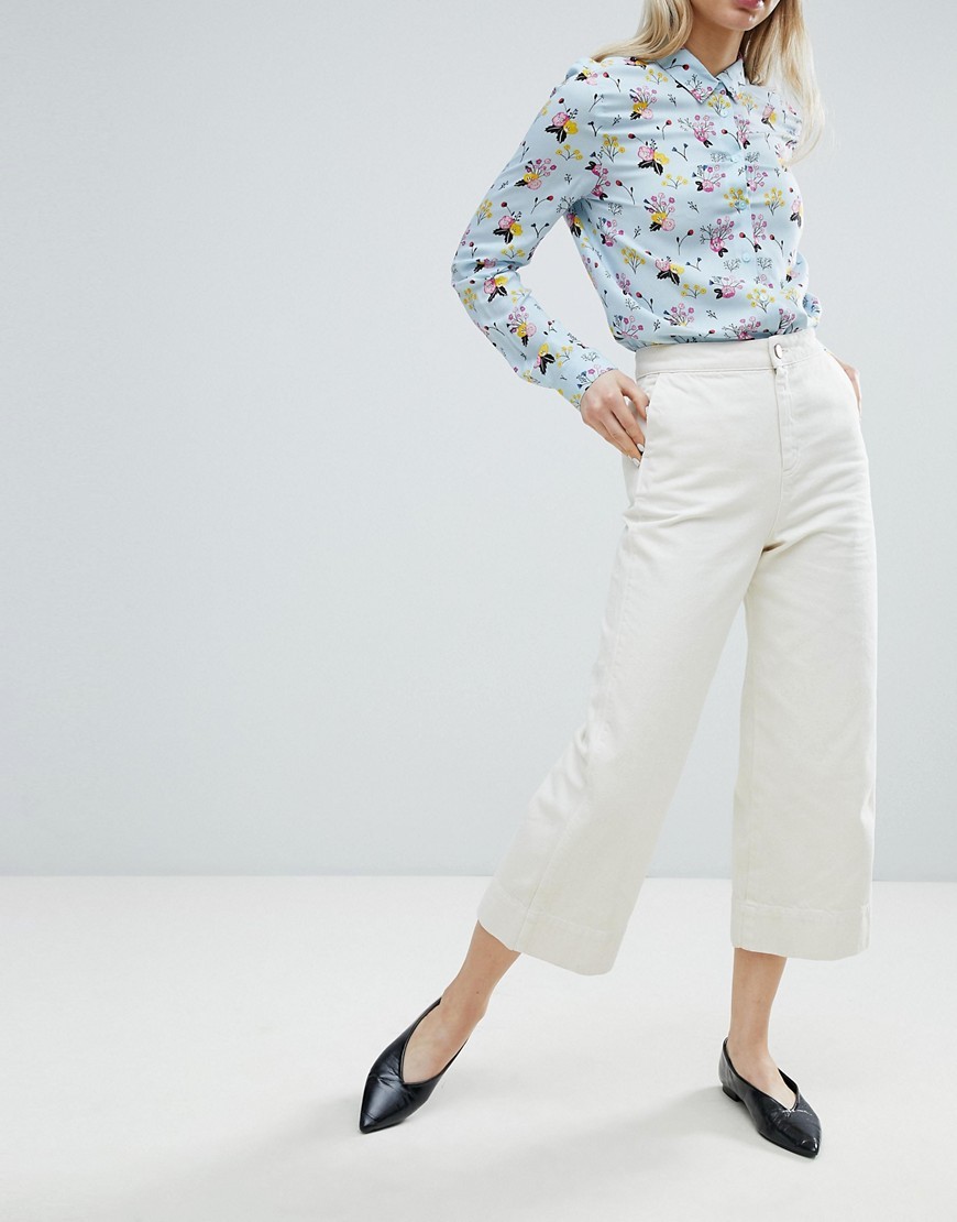 Monki Wide Leg Culotte Jeans - White | ASOS US