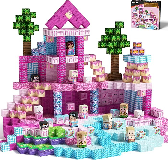 GobiDex 100PCS Magnetic Blocks Princess Building Toys for Girls 3+, Magnet Pink Castle STEM Senso... | Amazon (US)