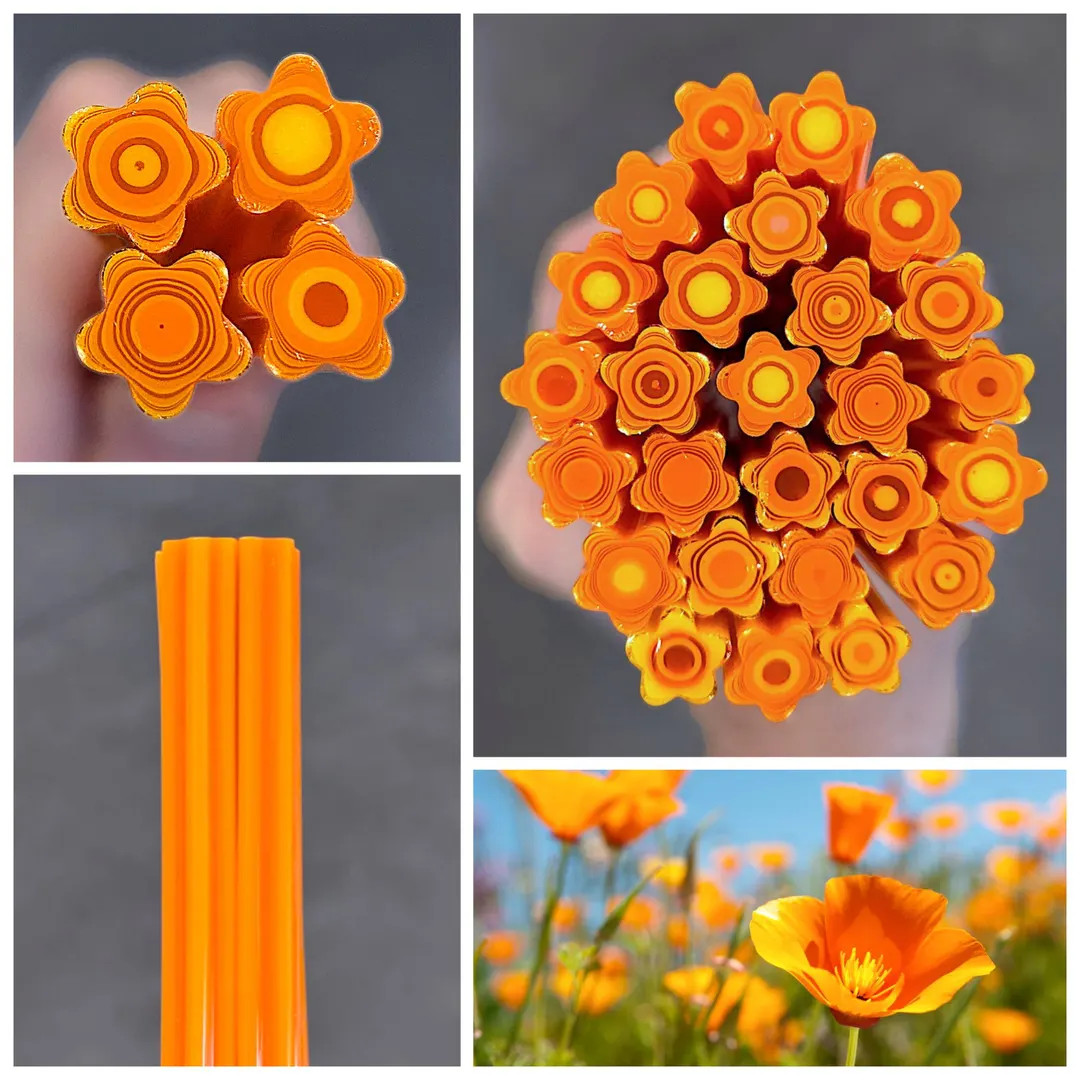 COE 90 Flower Murrini | Med/Large Pretty Poppies 1oz | Millefiori, Murrine, Vitrigraph, Bullseye ... | Etsy (US)