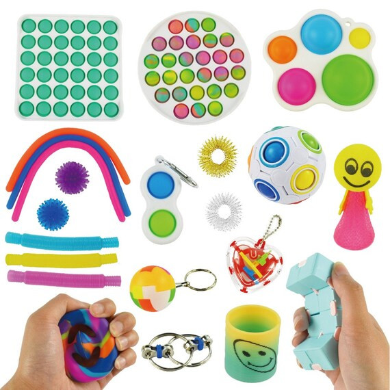 Fidget Pack [22 fidgets] - Including a Large and Small Simple Dimple, a Rainbow Magic Puzzle Ball... | Etsy (US)