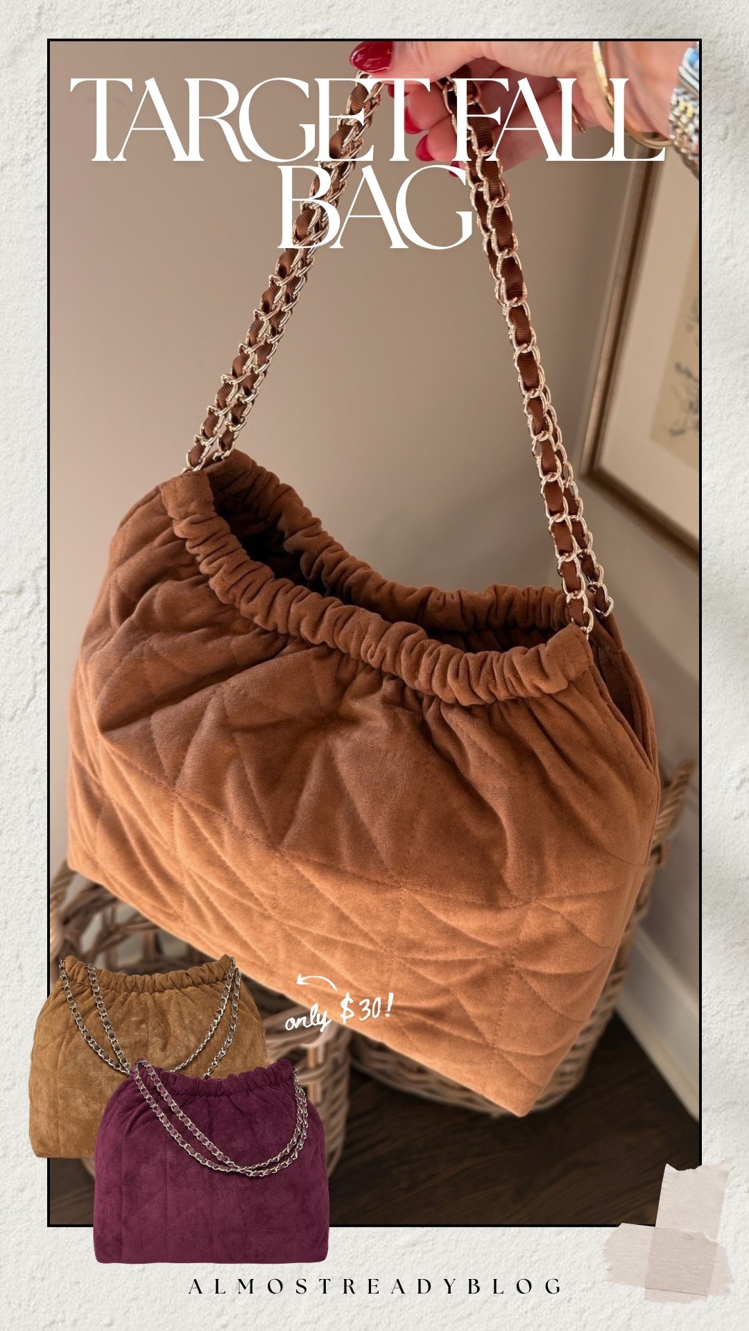 This Target bag is SO good for fall! Under $40 🙌🏼🍁

new arrivals, target finds, suede tote, purses, fall bag, fall outfits, Amanda West, almost_readyvblog

#LTKSeasonal