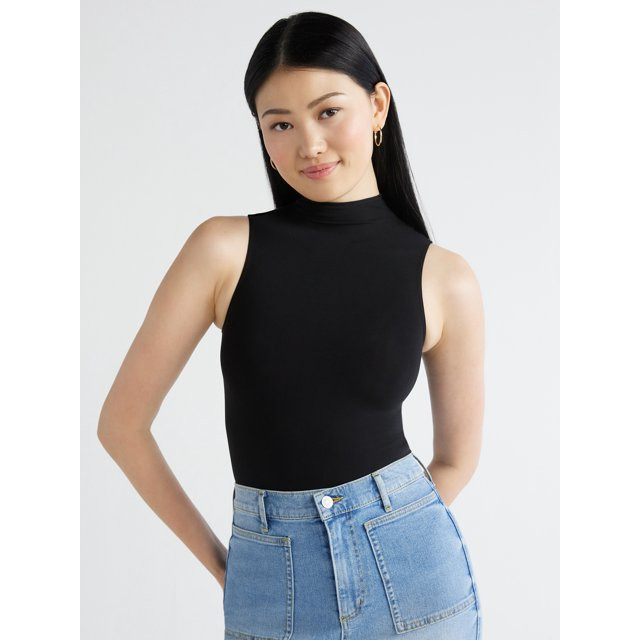 Scoop Women's Seamless Mock Neck Sleeveless Bodysuit, Sizes XS-XXL | Walmart (US)