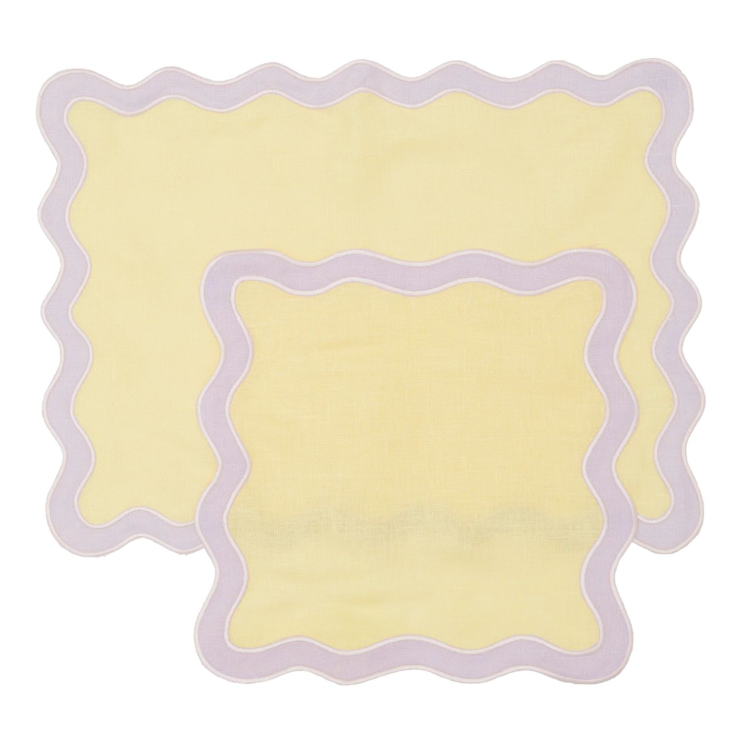 Lemon and Lilac Scalloped Napkin and Placemat Set | In the Roundhouse