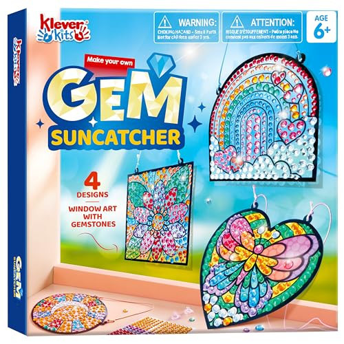 Klever Kits 4PCS Window Art Suncatcher Kits, Fun Gem Painting Kits, Diamond Art and Crafts for Boys Girls, Great Crafts Gift for Kids Birthdays Christmas Ages 6+ | Amazon (US)