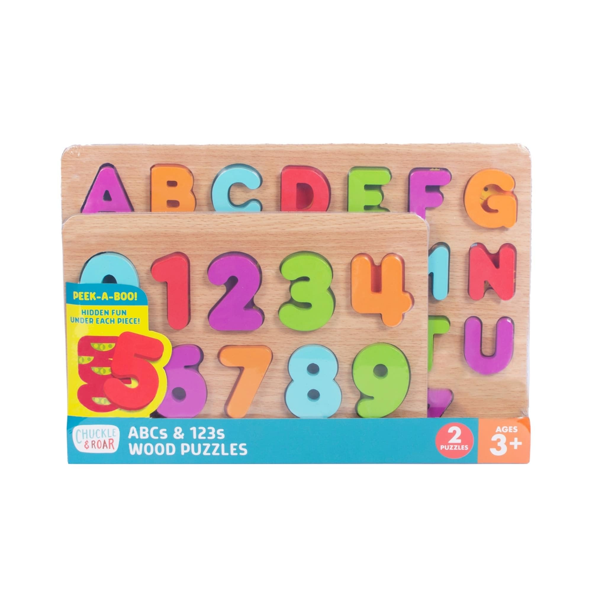 Chuckle & Roar Wooden Puzzle ABC and 123 Theme 2 Pack | Amazon (US)