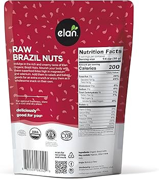 Elan Organic Raw Brazil Nuts, 185g, Whole Nuts, No Shell, Non-GMO, Vegan, Gluten-Free, Kosher, He... | Amazon (CA)