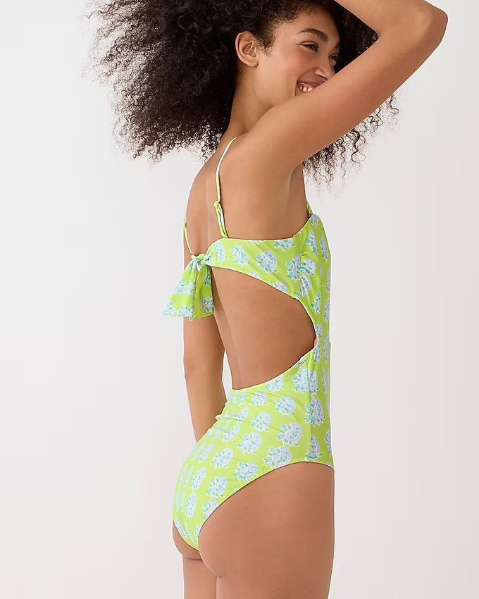 SZ Blockprints™ X J.Crew cutout one-piece swimsuit in green paisley | J.Crew US