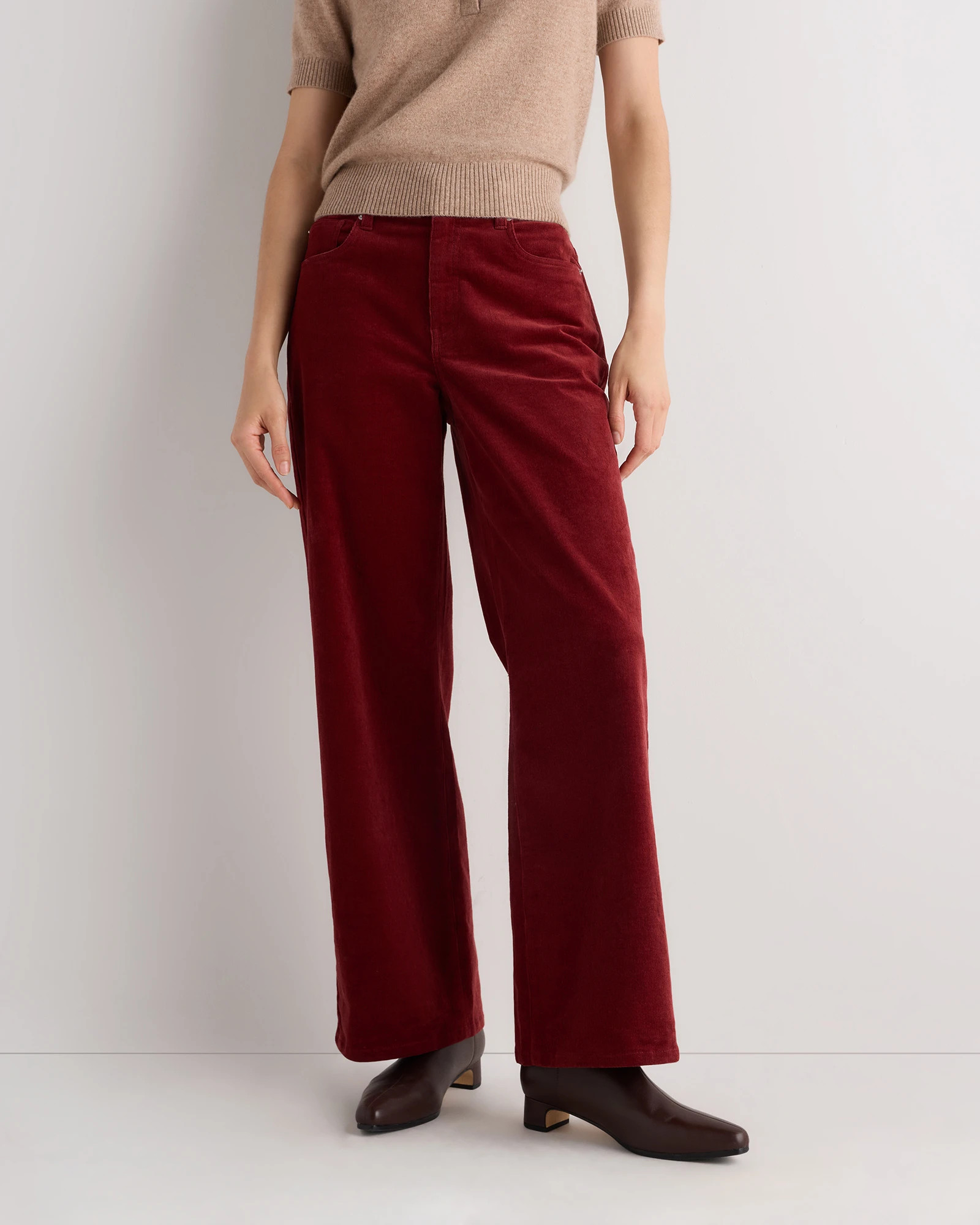 Quince | Women's Organic Stretch Corduroy Wide Leg Pants in Seaweed, Size 0, Organic Cotton | Quince