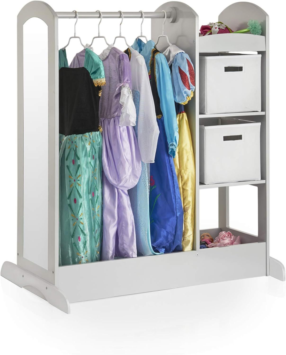 Guidecraft See and Store Dress-up Center – Gray: Kids Dramatic Play Storage Armoire with Mirror... | Amazon (US)