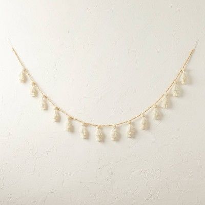 72&#34; Tassel Pom Beaded Garland White - Opalhouse&#8482; designed with Jungalow&#8482; | Target