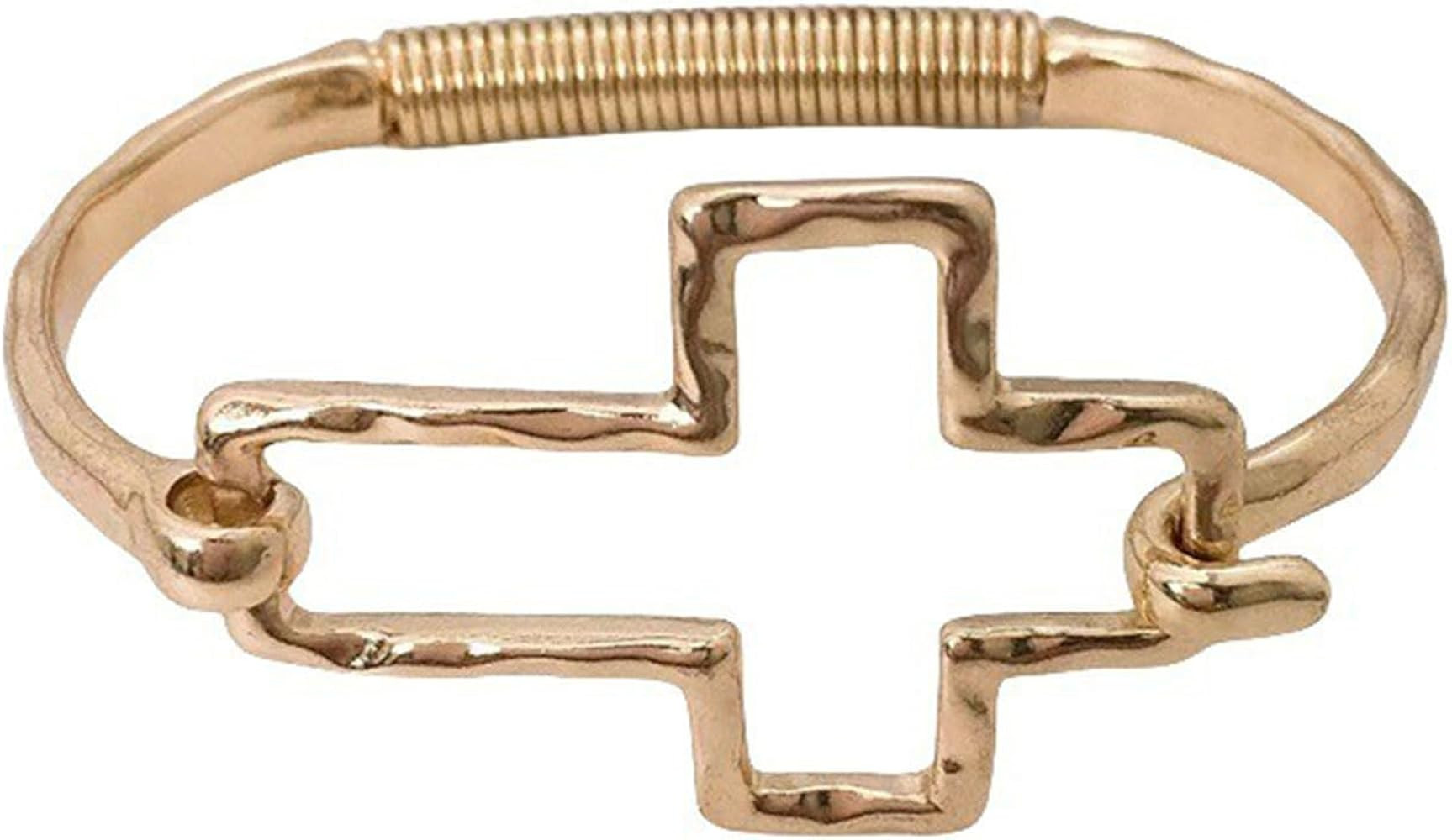 Gold Cross Bracelet for Women Silver Chunky Handmade Large Cross Bangle Bracelet Boho Jewelry Gif... | Amazon (US)