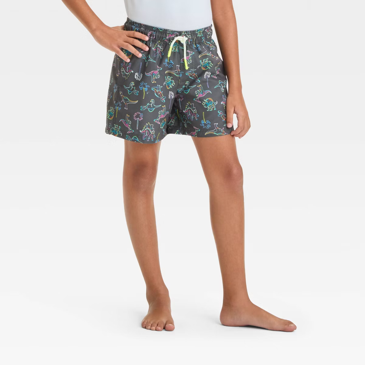 Boys' Dinosaur And Palm Tree Printed Swim Shorts - Cat & Jack™ Black | Target