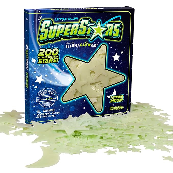 Glow in The Dark Stars; 200 Count w/ Bonus Moon, Includes Installation Putty for All of Your Glow... | Amazon (US)