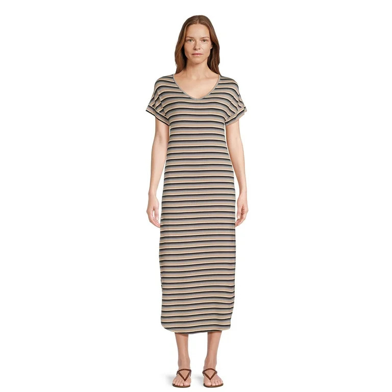 Time and Tru Women's Knit Maxi Dress with Short Sleeves, Sizes XS-XXXL - Walmart.com | Walmart (US)