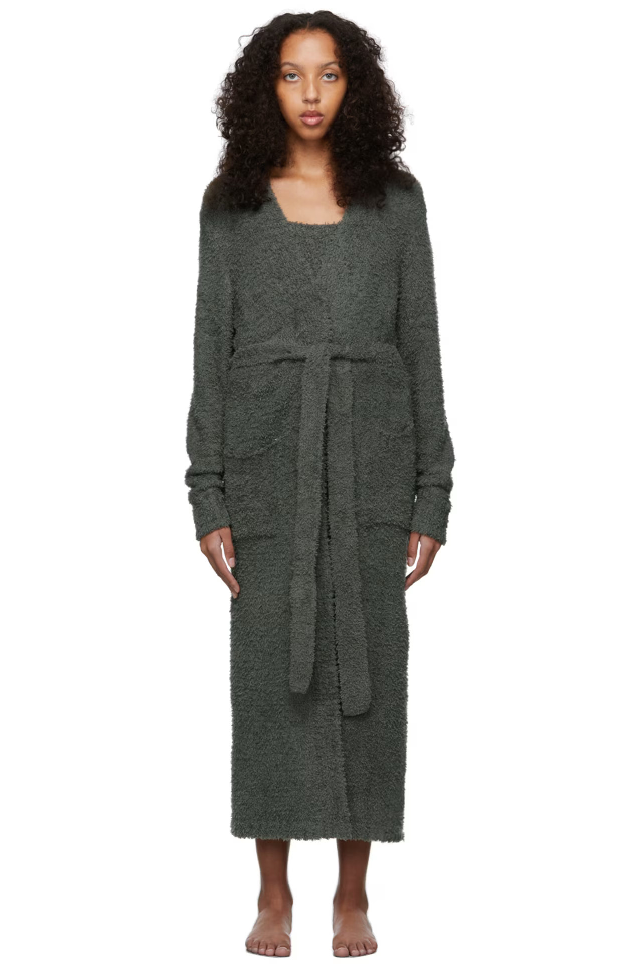 Grey Cozy Knit Rober | SSENSE