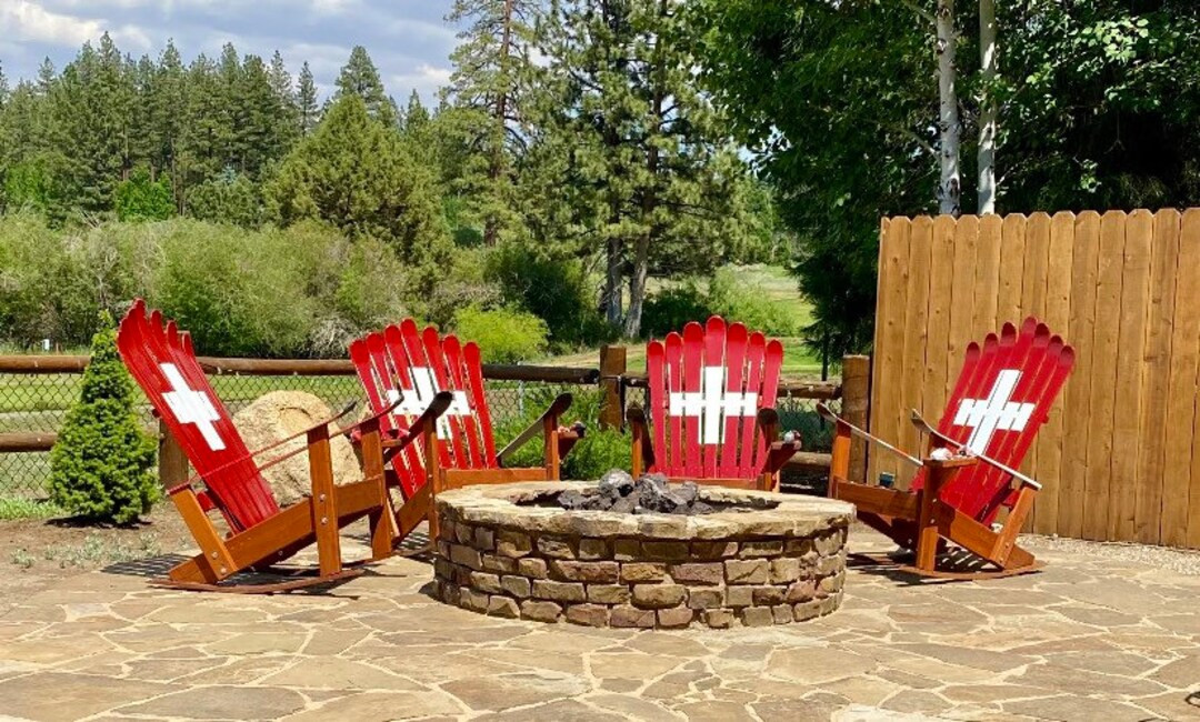 Patio Set of 4 Swiss Flag/ Ski Patrol Adirondack Ski Chairs Made With Original Skis Save When You... | Etsy (US)