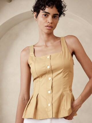 Twill Button Bustier Top | Banana Republic Factory