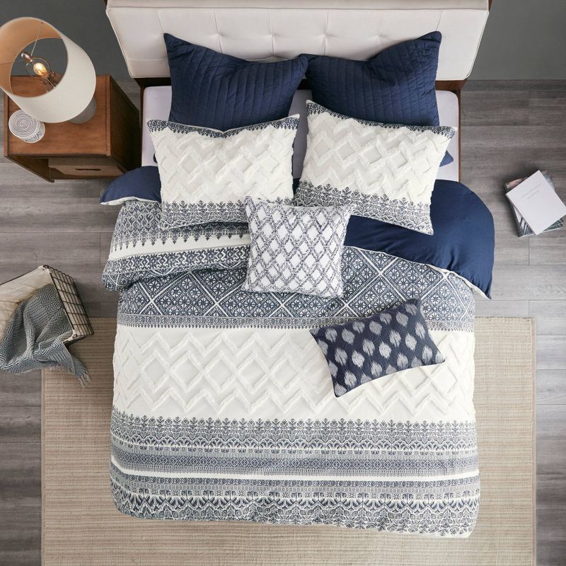 3pc Mila Cotton Duvet Cover Set with Chenille Tufting - Ink+Ivy | Target