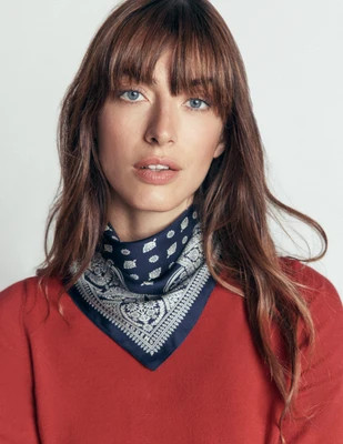 Boden Women's Elisabeth Silk Square Scarf in Blue | Boden (US)