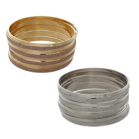 Time and Tru Women's Glitter Bangle Bracelet Set, 16-Piece | Walmart (US)