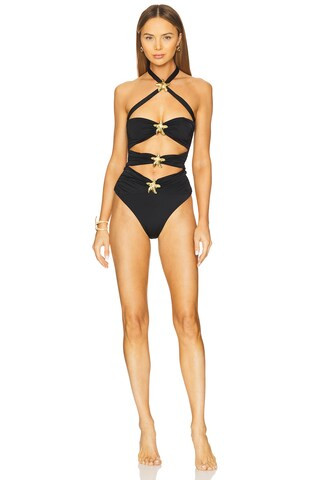 CIN CIN Diamond Seastar One Piece Swimsuit in Black from Revolve.com | Revolve Clothing (Global)