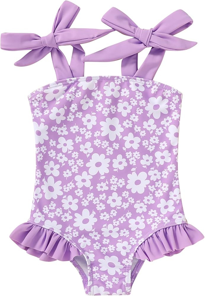 YOUNGER TREE Toddler Swimsuit Girl Color Block Stripe One-Piece Swimwear Baby Girl Bathing Suits | Amazon (US)