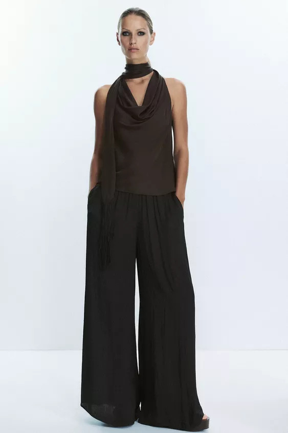 FRINGED SATIN EFFECT TOP | Zara US