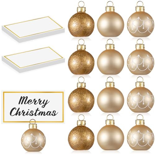 Civaner 12 Pcs Christmas Ornament Place Card Holders and Name Cards Set Gold Glass Ball Table Number Sign Holder for Xmas Winter Wedding Anniversary Birthday Party,1.6 Inch | Amazon (US)