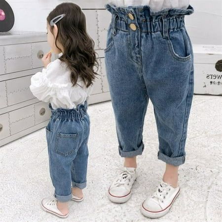 Leonard Baby Jeans Casual Elastic Waist Jeans Denim Pants Summer Autumn Bottoms Trousers Baby Girl J | Walmart (US)