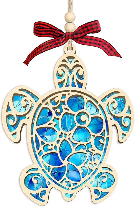 HEXMOZ Sea Turtle Christmas Ornament - Turtles Gifts for Women, Men, Turtle Lovers - Beach Themed... | Amazon (US)
