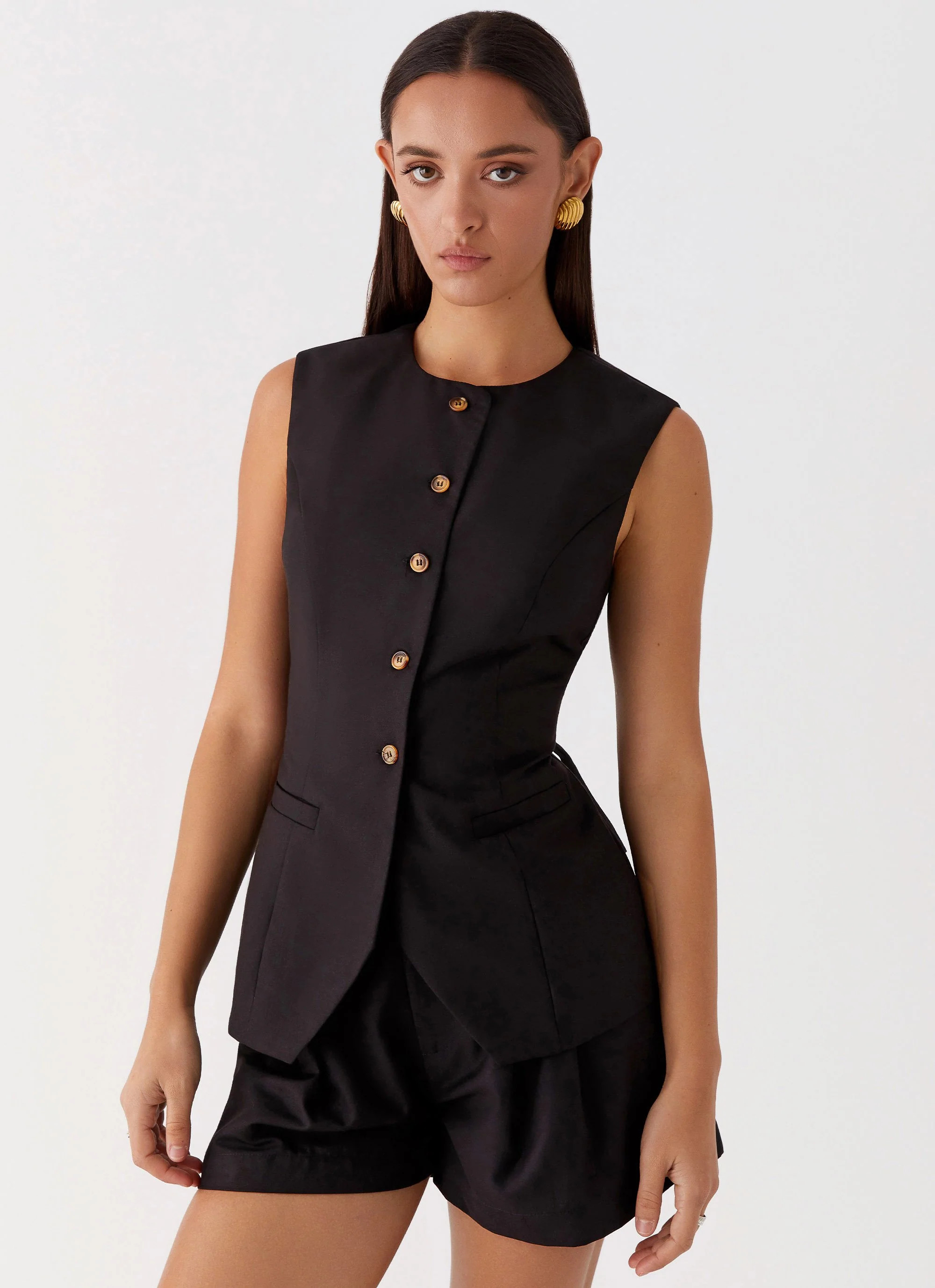 Siena Style Tailored Vest - Black | Peppermayo (Global)