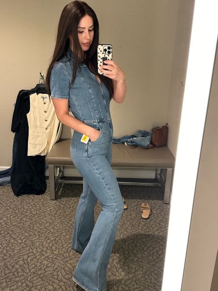 This denim jumpsuit is so cute! It has a zip front! I'm in a medium and it fits snug but not too tight!

#LTKfindsunder100 #LTKstyletip #LTKworkwear