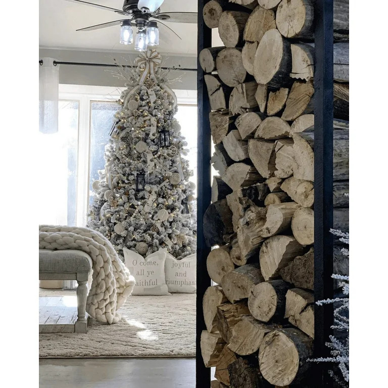 King Of Christmas 7.5ft Snow Flocked Hinged Artificial Christmas Tree Unlit King Flock Xmas Tree | Walmart (US)