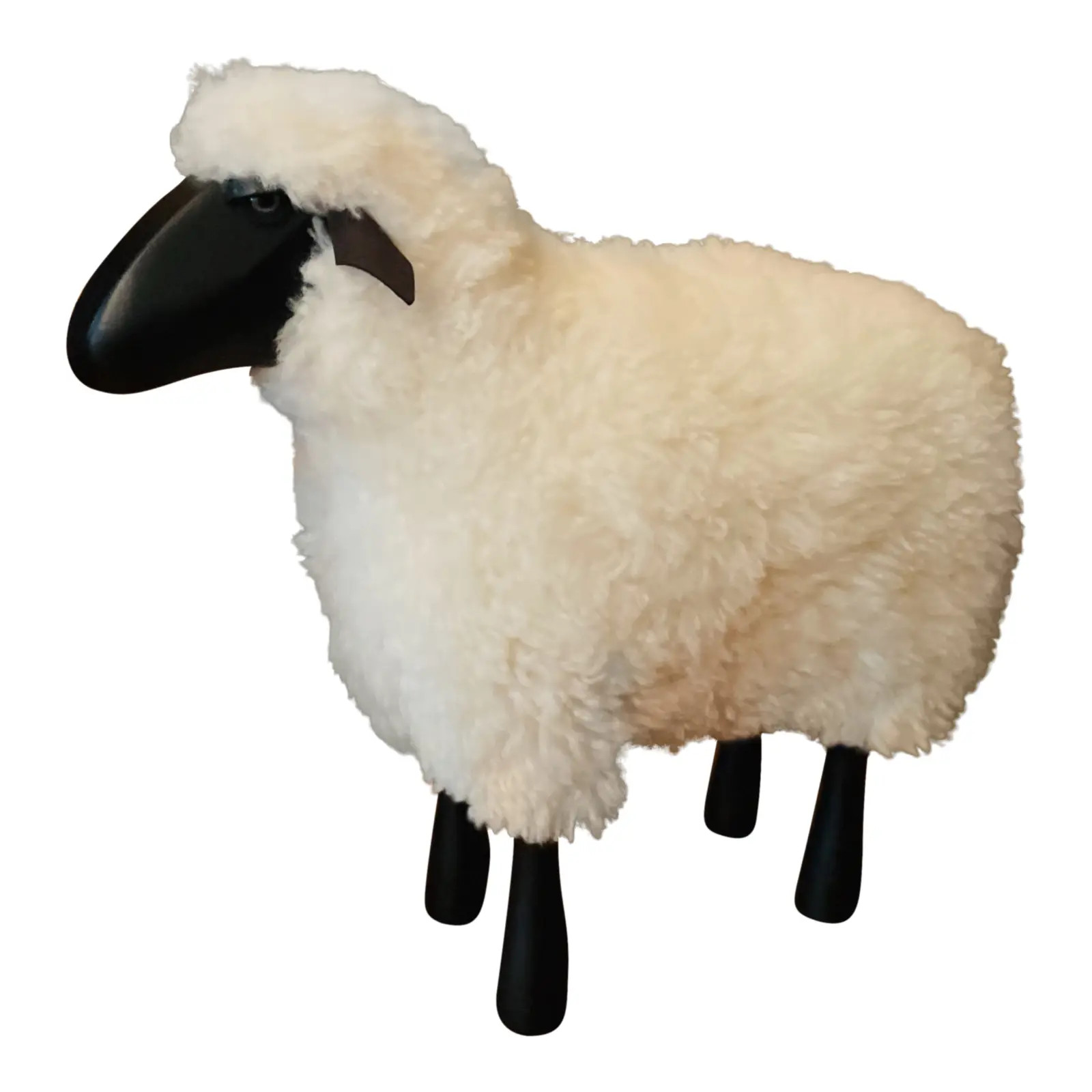 Lalanne Style Wood and Sheepskin Sheep Stool | Chairish