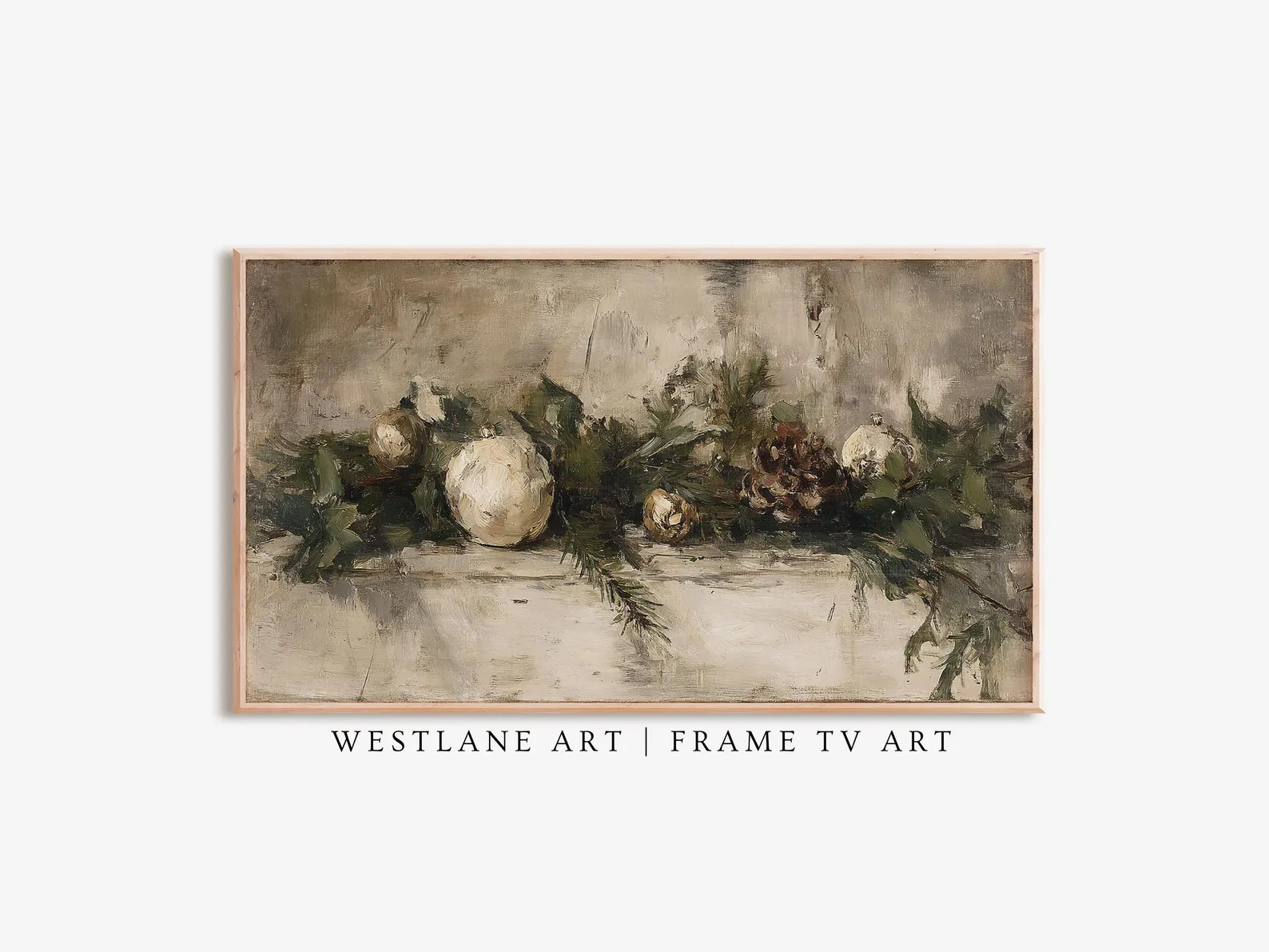 Rustic Winter Garland Painting, Festive Holiday FRAME TV Art, Christmas Decor Digital Download Pr... | Etsy (US)