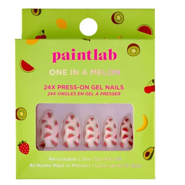 PaintLab One In A Melon Reusable Press-On Gel Nails Kit, Pink, 24 Count - Walmart.com | Walmart (US)