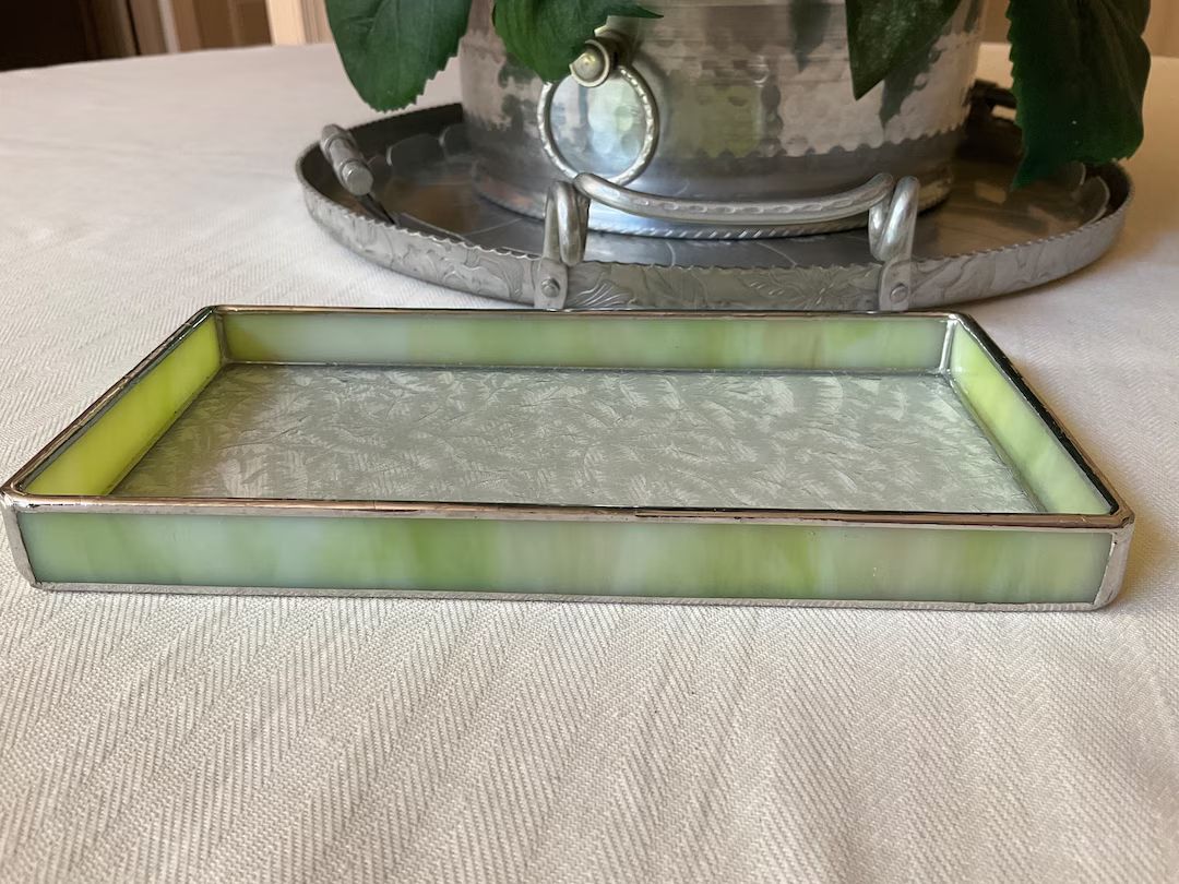 Soft Spring Green Stained Glass Tray Jewelry Cosmetics - Etsy | Etsy (US)