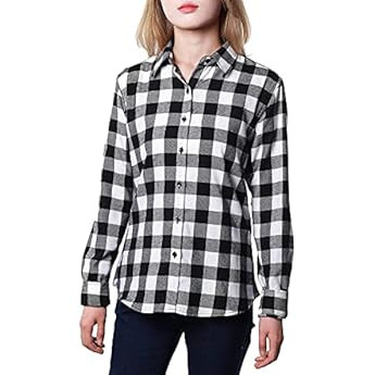 Souactimuy Womens Flannel Shirt Long Sleeve Casual Plaid Regular Fit Button Down | Amazon (US)