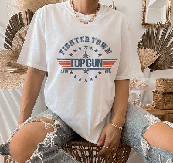 Top Gun Fighter Town USA Short Sleeve T-shirt Vintage | Etsy | Etsy (US)