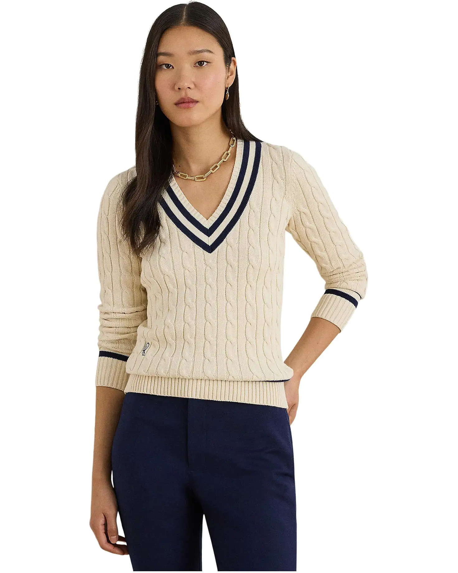 Women's Lauren Ralph Lauren Cable-Knit Cotton Cricket Sweater | Zappos.com