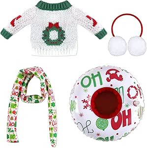 4 Pieces Christmas Elf Doll Accessories Set Includes Ear Muffs Scarf Sweater Inflatable Snow Tube... | Amazon (US)