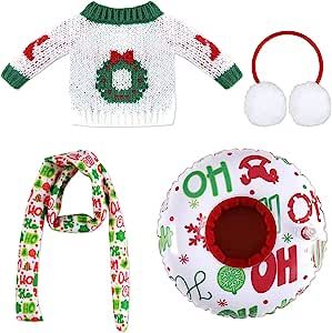 4 Pieces Christmas Elf Doll Accessories Set Includes Ear Muffs Scarf Sweater Inflatable Snow Tube... | Amazon (US)