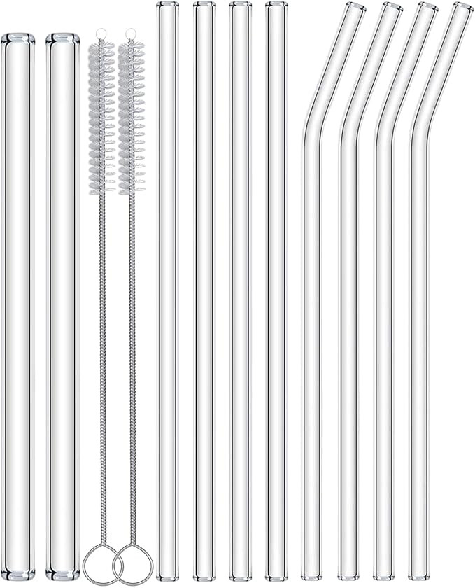 Nafender® 12-Pack Glass Straws Reusable Drinking Straw Including 4 Straight and 4 Bent Straws & ... | Amazon (CA)
