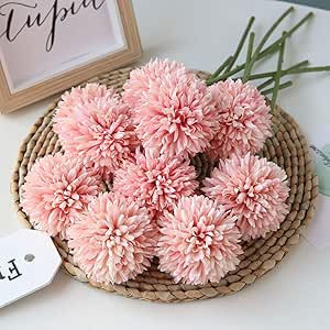 Artificial Flowers Chrysanthemum Ball Flowers Bouquet 10pcs Present for Important People Glorious... | Amazon (US)